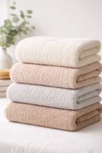 stack of fluffy folded towels